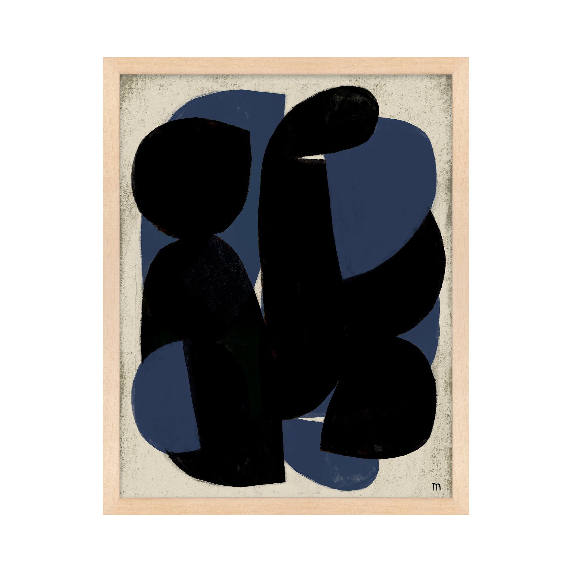 Blue Note by StudioM, Maple Framed Paper, 20" H x 16" W x 1.25" D
