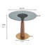 Table de salle à manger ronde moderne, table en verre trempé avec pied et base en bois, table de cuisine pour 2 personnes