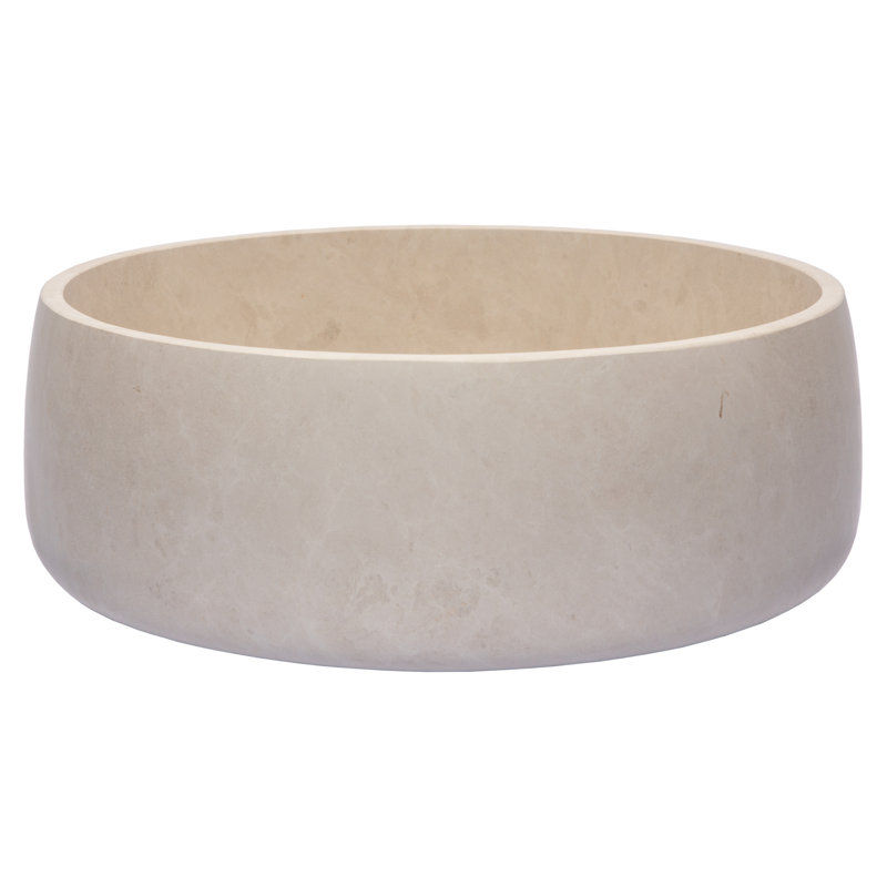 Lavabo de salle de bain vasque circulaire en pierre 16 po Eden Bath, Beige