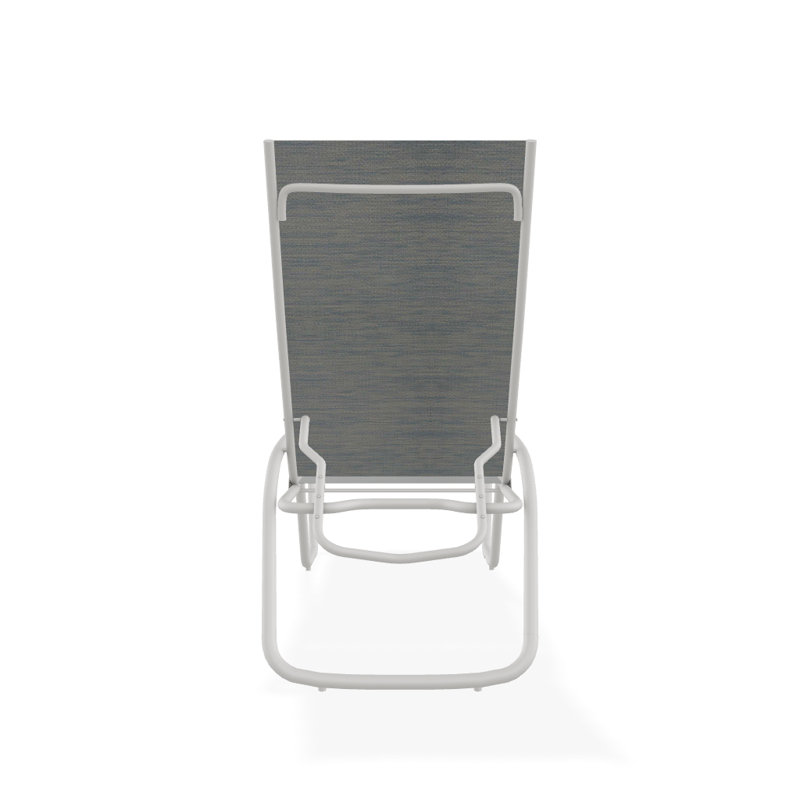 Outdoor Rust-Resistant Metal Chaise Lounge, Textured Snow, Reflection