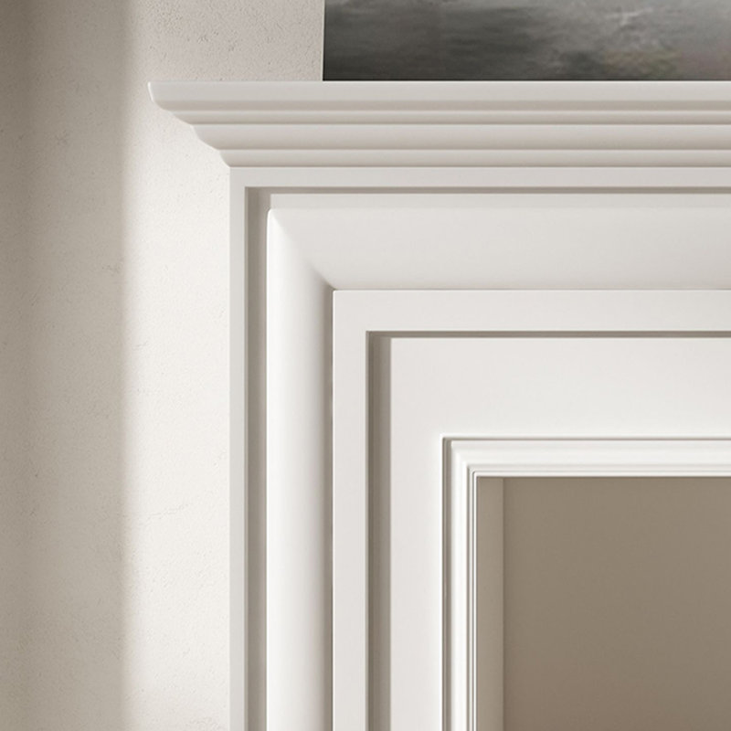 Beige Solid Wood Freestanding Fireplace