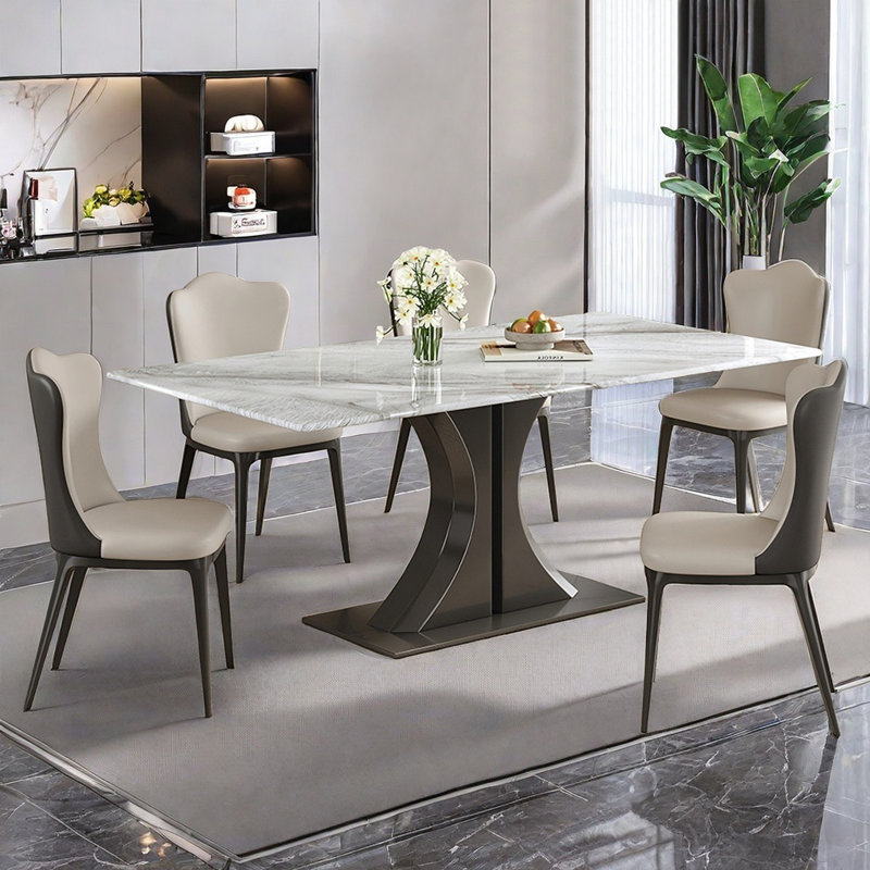 Luxury Microlite Rectangular Dining Table Sets, 29.5"H x 63"L x 35.4"W