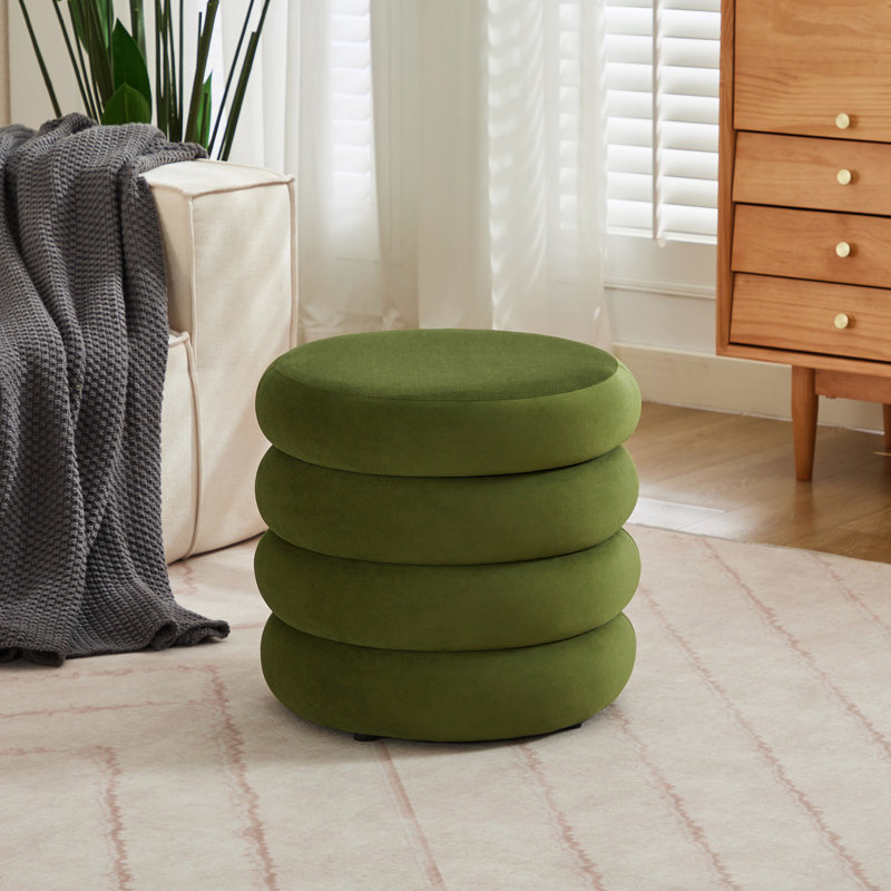 Leiani 51.1cm Wide Tufted Standard Ottoman, Green Velvet