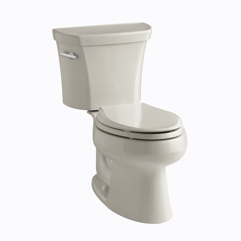 Wellworth 1.28 GPF Water Efficient Elongated Two-Piece Toilet (Seat Not Included), Sandbar, Left-Hand