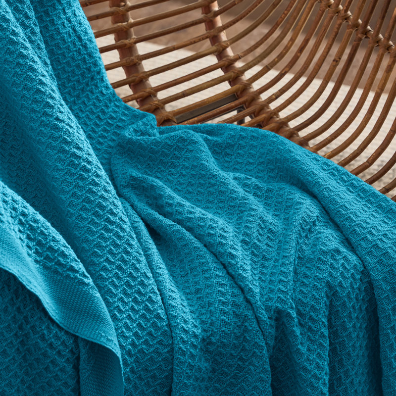 Jeté 100% coton 406 g / m² Literie respirant gaufré GentleSoft ™, Très grand simple, Sarcelle