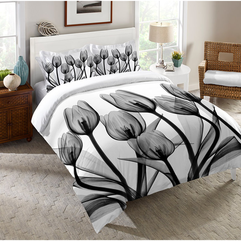 Golden X-Ray Tulips Farmhouse / Country Cotton Machine Woven Sham, King, White