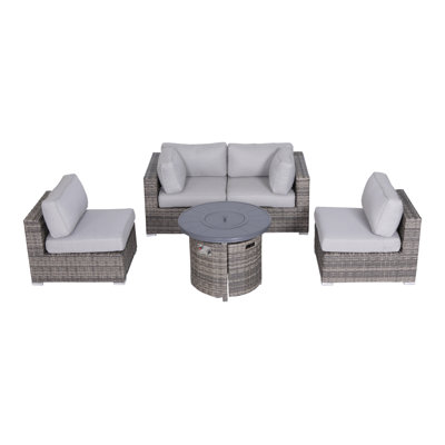 Ensemble de conversation modulaire 5 pièces avec coussins Biles Grey