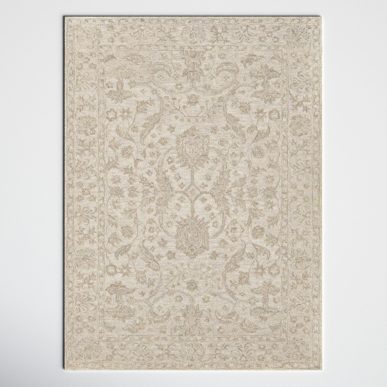 Cece Hand Tufted Wool Beige Rug, Rectangle 3'6" x 5'6"