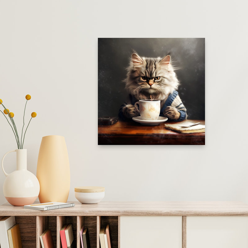 «Grumpy Cat Coffee», art mural contemporain, 24" H x 24" W