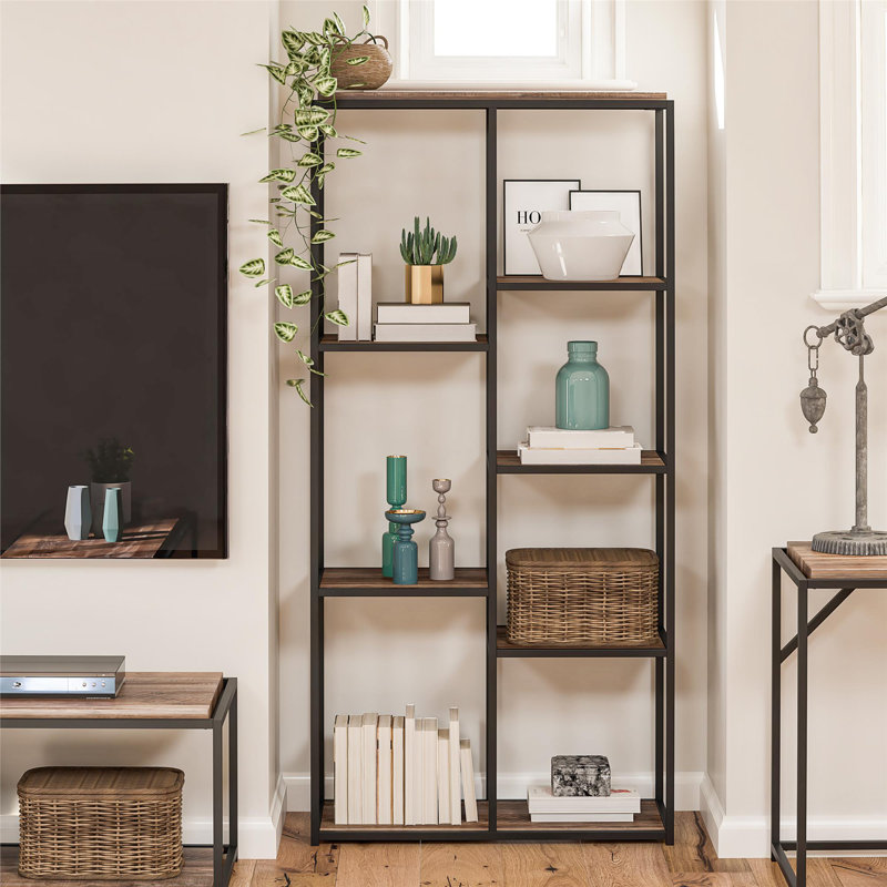 Andreis 179.8cm H x 86.1cm W Steel Etagere Bookcase