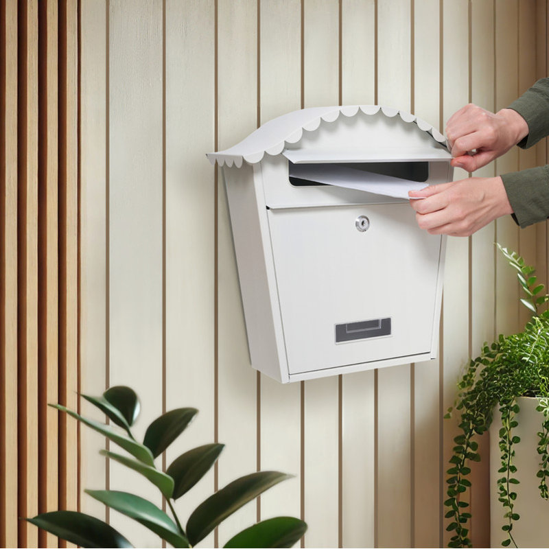 Cartegena Steel Wall Mounted Post Box, White