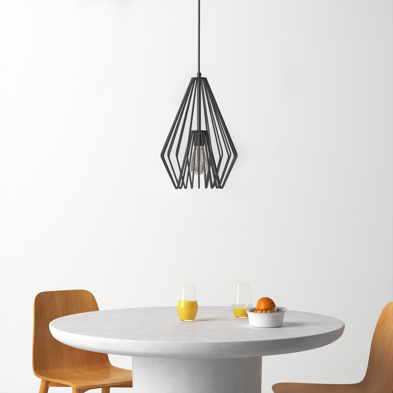 Frankie Single Light Metal Dimmable Pendant, 18.5" H x 12.25" W x 12.25" D, Matte Black