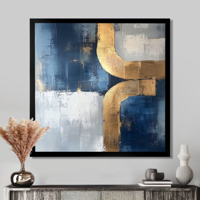 Nyklaus géométrique or bleu et gris Pure Form II - art géométrique abstrait