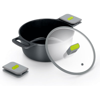 BRA COOKWARE Life Ceramic Nonstick Stock Pot w/ Glass Lid | 9.5 Inch 3.8 Quart Recycled Cast Aluminum Cooking Pot | Ceramic Non-Stick Coating | PFOA Free Deep Pot | All Cooktops | Oven Safe