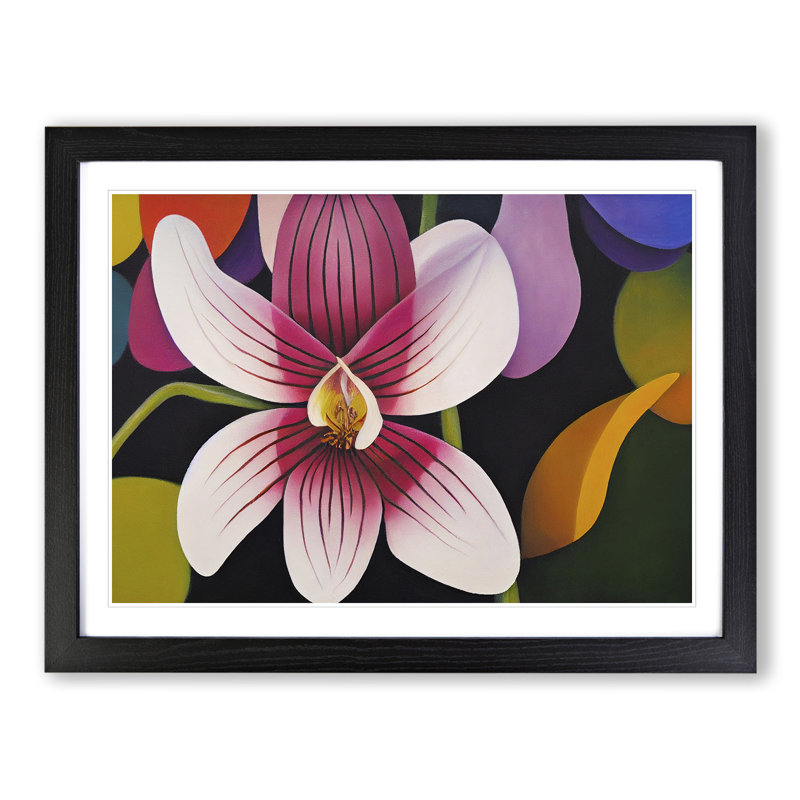 Abstract Orchid Flower - Framed Print, 46cm H x 64cm W x 2cm D, Black