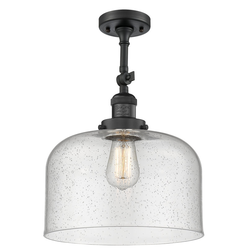 Plafonnier semi-encastré 1 lumière 12 po Temescal, Ampoule DEL 6 watts Vinage, Grainé, Noir mat