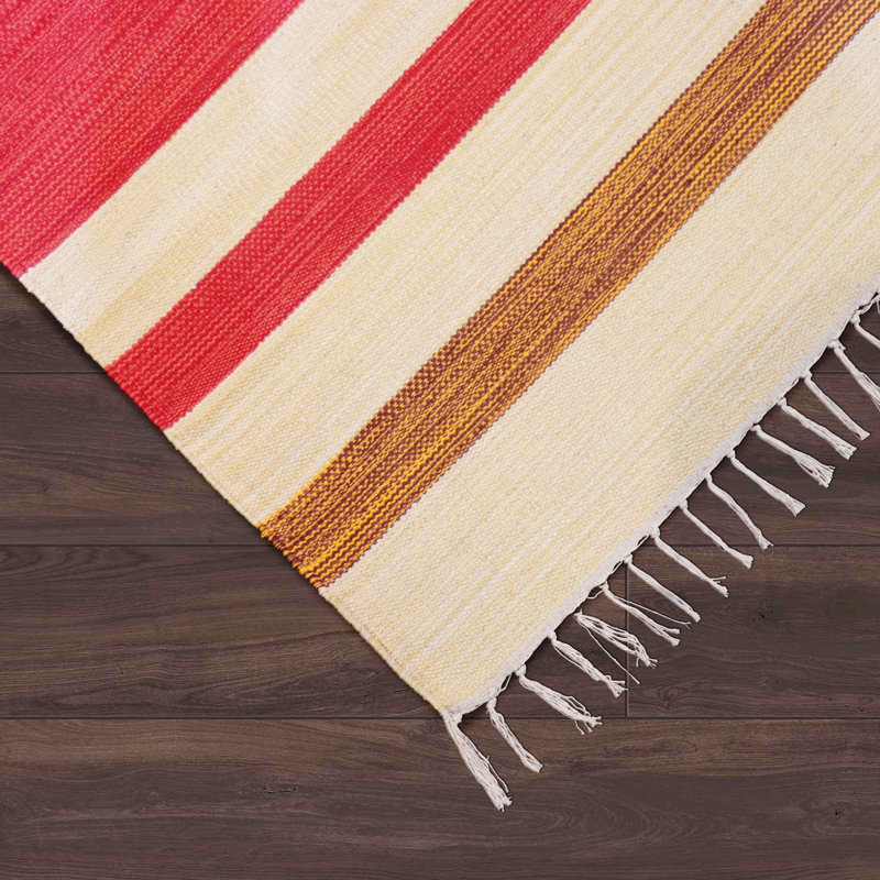 Tapis bleu / rouge / beige en coton tissé à plat Anatolian, Rectangle 9 pi x 12 pi
