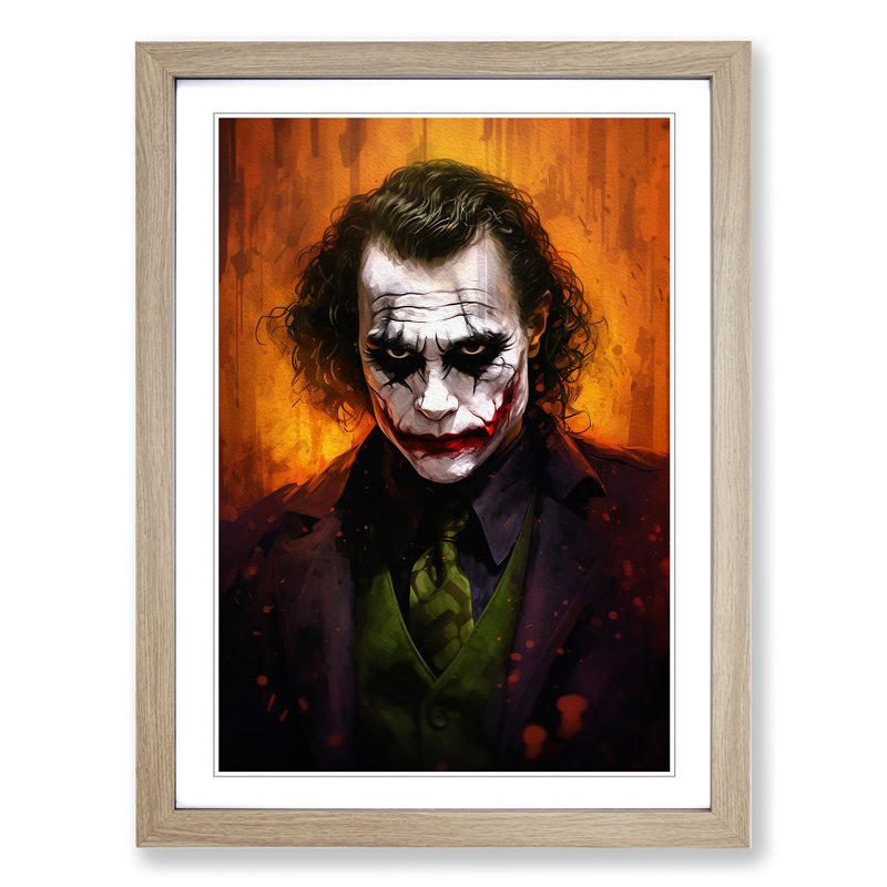 XYZ-FRM-V1223-3914 Joker - Single Picture Frame Print on Wood, 46cm H x 34cm W x 2cm D, Oak