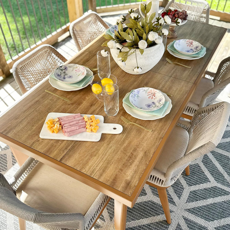 Rectangular 6 - Person Rectangular Outdoor Dining Set with Cushions