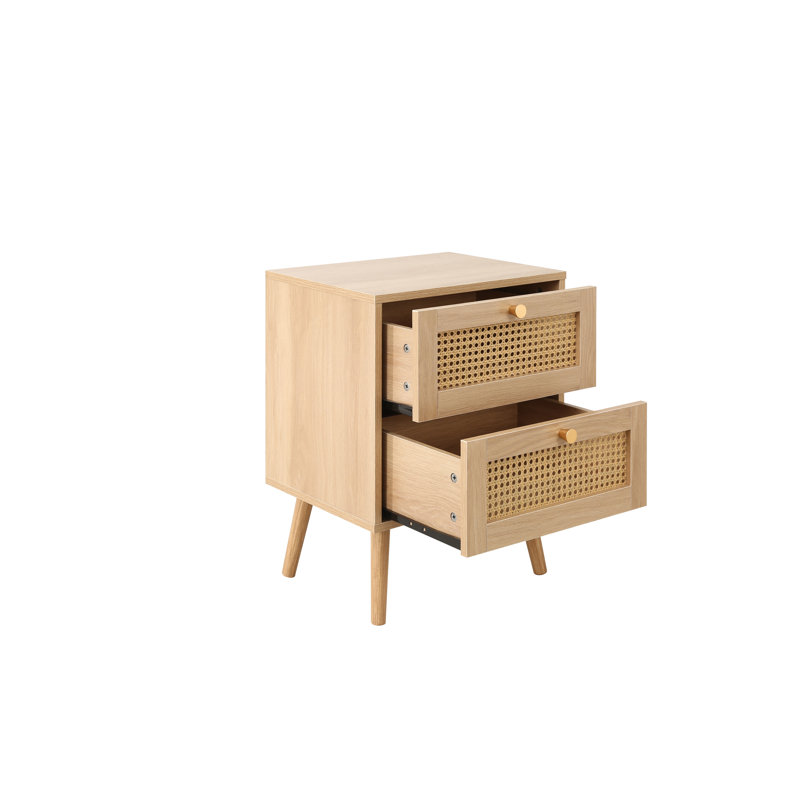Noemi 2 Drawer Bedside Table, Oak