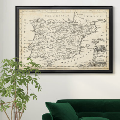 Carte de l’Espagne-impression d’art graphique sur toile encadrée