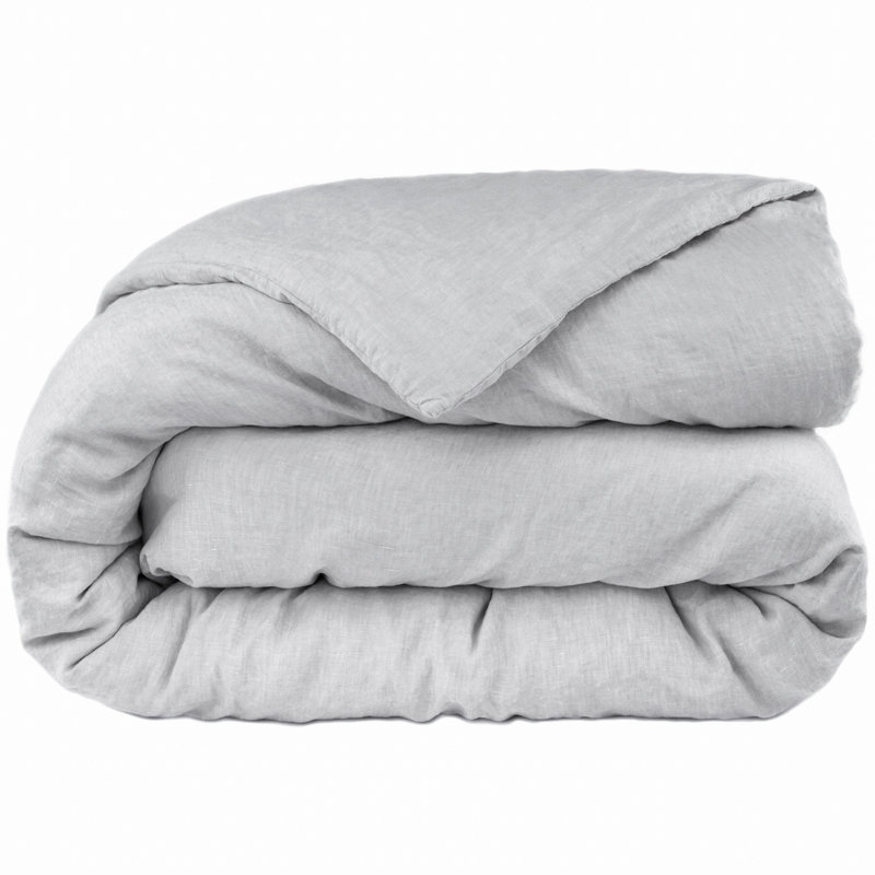 100% French Linen Duvet Cover, Pebble Heather, Twin Duvet Cover