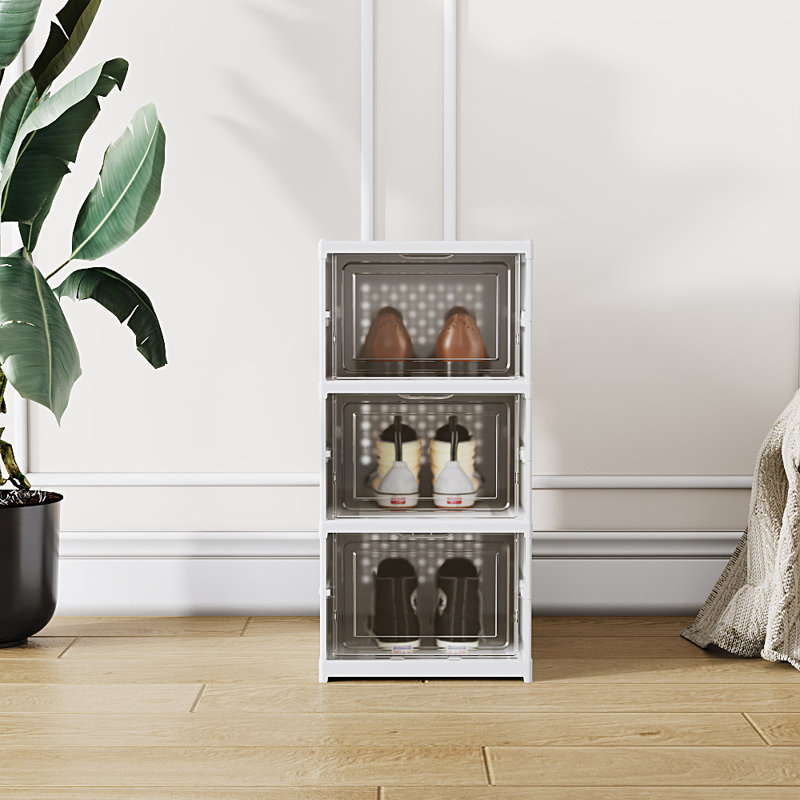 3 Pair Stackable Shoe Storage Cabinet
