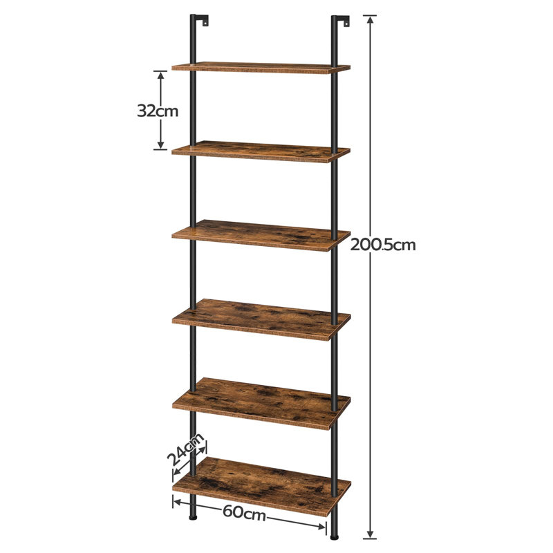 Akeria Metal Ladder Bookcase, 200.5cm H x 60cm W x 24cm D