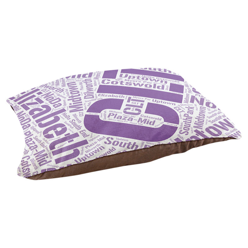 Coussin de chien « districts », Moyen (H 9,5 po x l 28 po x P 18 po), Charlotte, Mauve