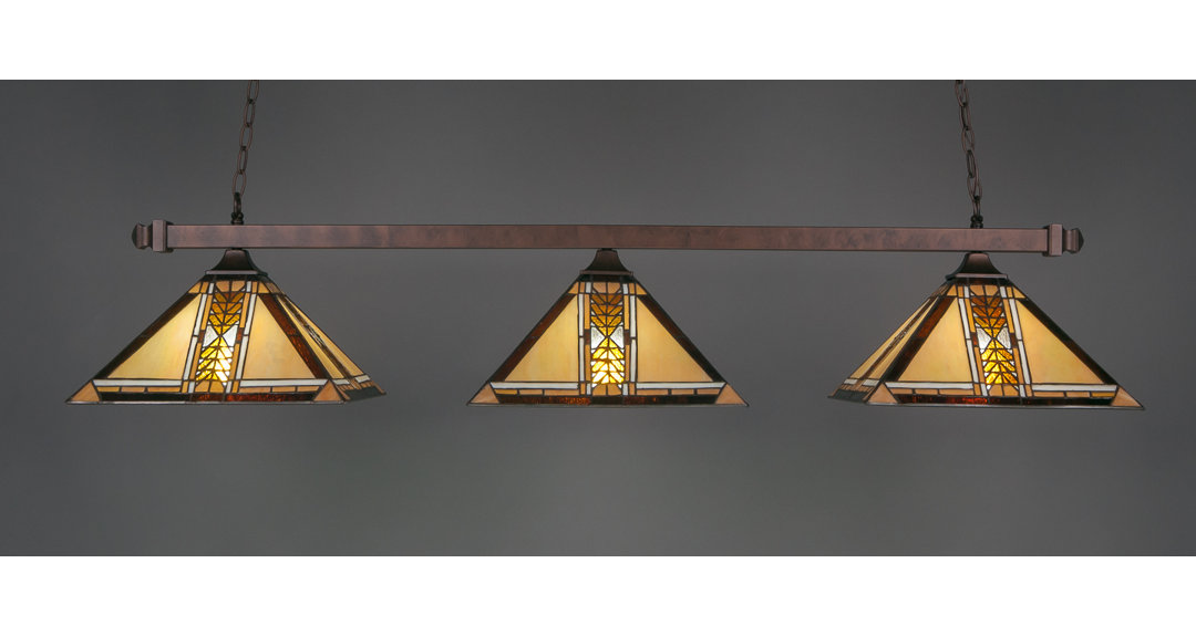 Square 3 Light Bar With 14" Santa Cruz Art Glass Wildon Home® 