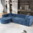 Luxury Curved Sectional , Chenille, Thick Foam Padding, 2 Pillows, Blue, For Enjoyment Modern Relaxation, Filled, 3 Seat, Comfortable Time-932073949