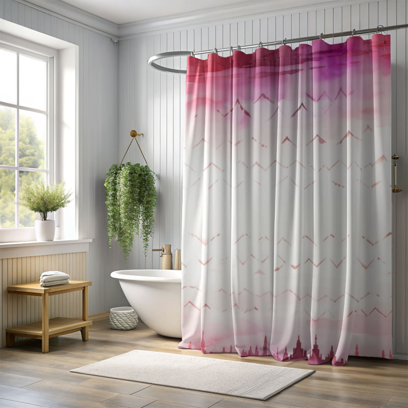 Rideau de douche rose de qualité supérieure, H 74 po x l 71 po