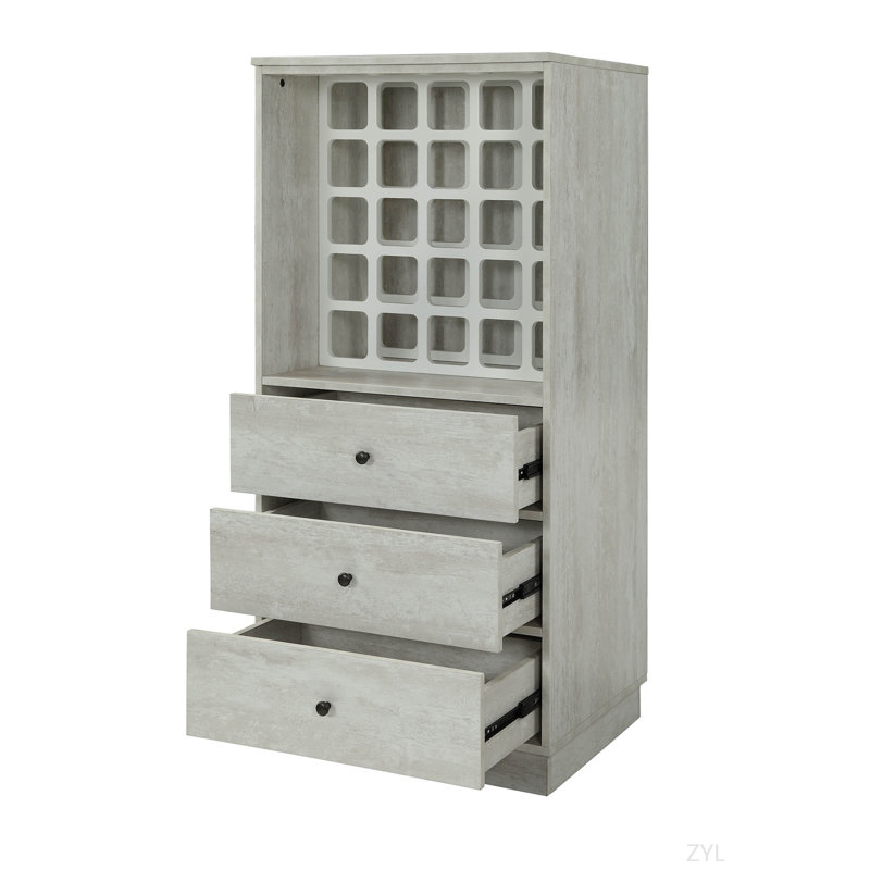 Armoire à vin au fini blanc antique