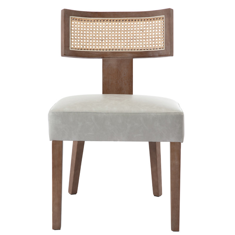 Farhat Upholstered Dining Chairs, Wood, Light Gray/Borwn
