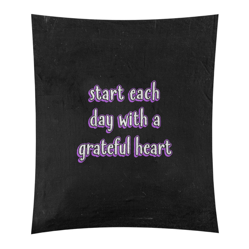 Tapisserie tableau noir en polyester de citation gratitude, H 80 po x l 68 po, Mauve