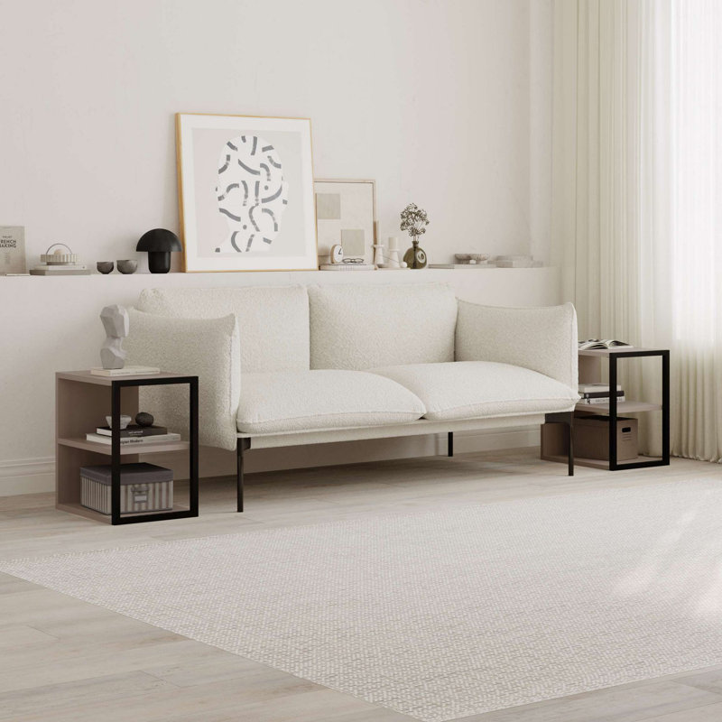 Modern Side Table Set (2 Pieces), Light Mocha, 11.8 x 17.7 x 16.5 inches | 100% Melamine Coated Particle Board, Thickness: 0.7 inches | Stylish & Functional for Living Room, Bedroom, or Office Decor