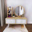 Table de maquillage élégante avec miroir, blanc et saphir, 27,6 po x 30,8 po x 13,8 po | 100% panneau de particules enduit de mélamine, épaisseur: 0,7 pouce | Conception élégante et fonctionnelle pour les chambres à coucher et les vestiaires modern