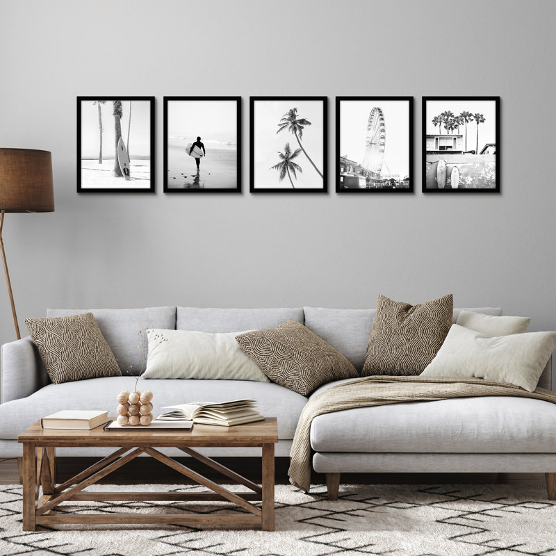 Picture Frame - Set of 5 - Photo Frame with Polished Plexiglass for Tabletop and Wall Display, 11" W x 14" H, Black