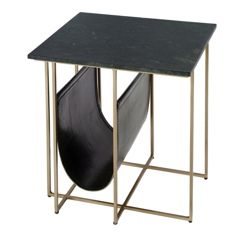 Stephanik Marble & Leather Magazine Side Table, Green