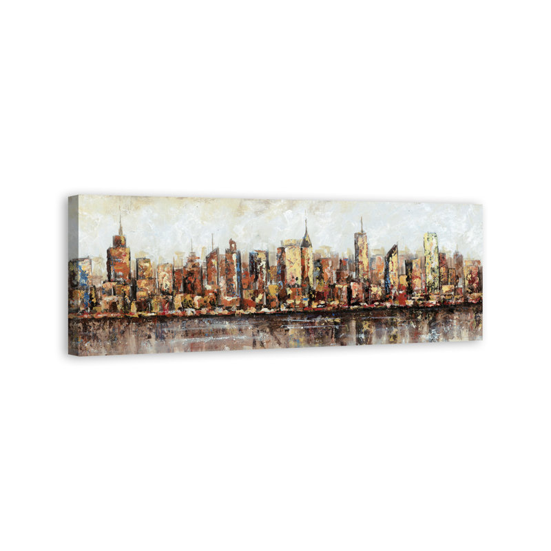 « painted cityscape », impression sur toile, H 20 po x l 60 po, Toile tendue