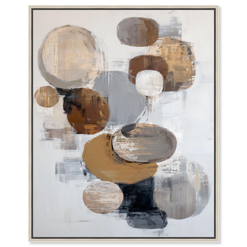 «Deserte Ovals II», reproduction d'art sur toile par Art Remedy, H 25 po x l 21 po, Cadre argenté