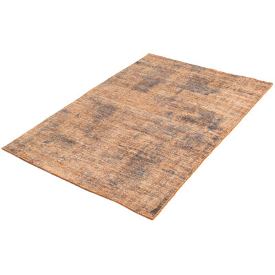 Suazo One-of-a-Kind 4'11" x 7'6" 2010s Rectangle Viscose Area Rug in Orange