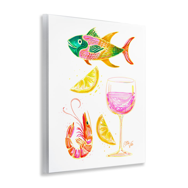 Summer Seafood & Wine Wall Plaque, design by EttaVee