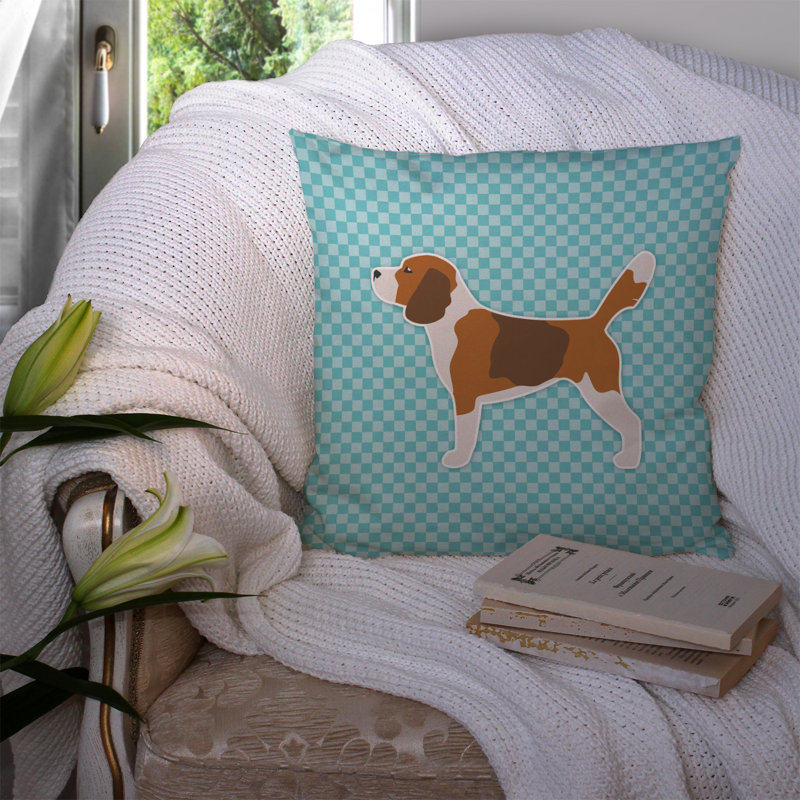 Beagle Square Indoor/Outdoor Throw Pillow, 14" H x 14" W x 3" D, Blue