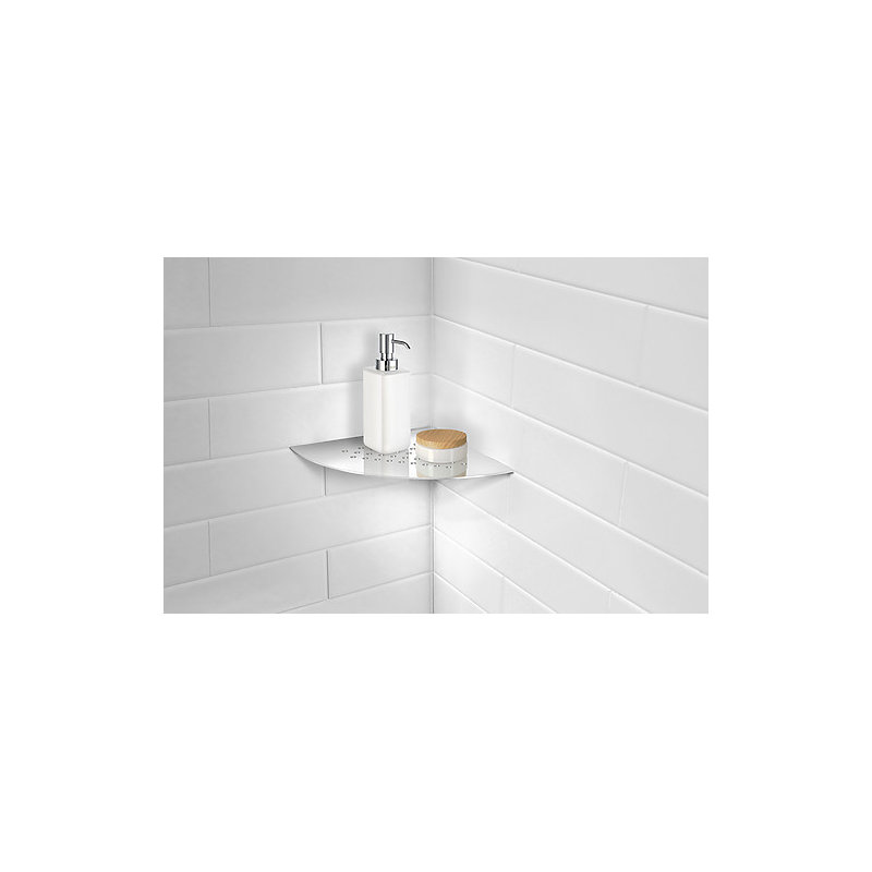 Tablette de coin Grout Line pour douche, Acier inoxydable poli
