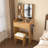 Compact LED-Illuminated Vanity Table With Power Outlet, Hairdryer Holder, And Stool For Small Bedrooms-1401855516