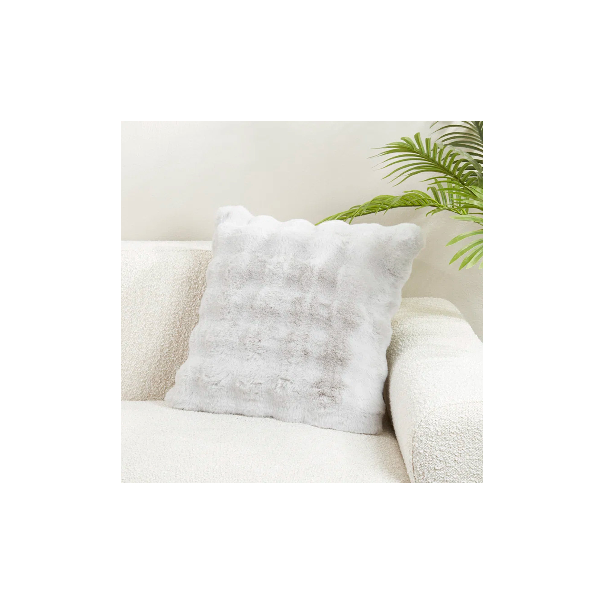 Cozy Bubble Faux Fur Pillow Cover, Gray, Square 20", Polyester