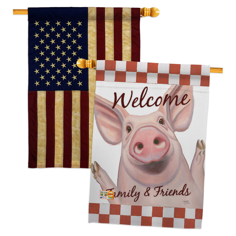 Drapeau de maison en polyester 40 x 28 po Piggy