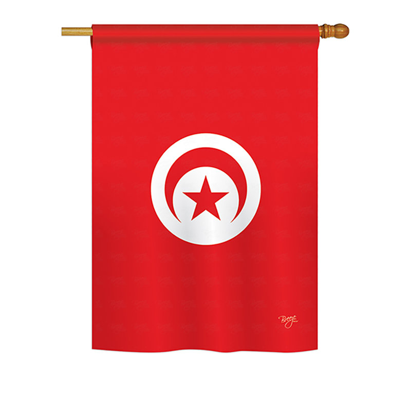 Drapeau de maison en polyester 2 côtés tunisien, H 40 po x l 28 po