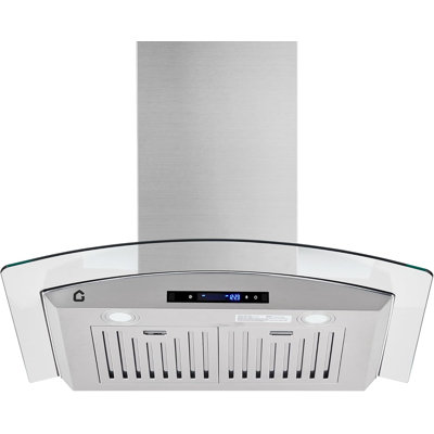 Range Hood, Range Hood Wall Mount, Stainless Steel Kitchen Vent Hood, 450 CFM Ducted/Ductless Convertible, 3 Speed Touch & Gesture Control, LED Light, Quiet Exhaust Fan